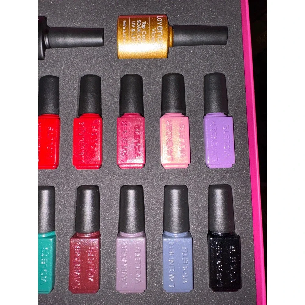 Lavender Violets 21 Pcs Soak Off Gel Nail Polish Set Matte Glossy Top Base‎ Coat